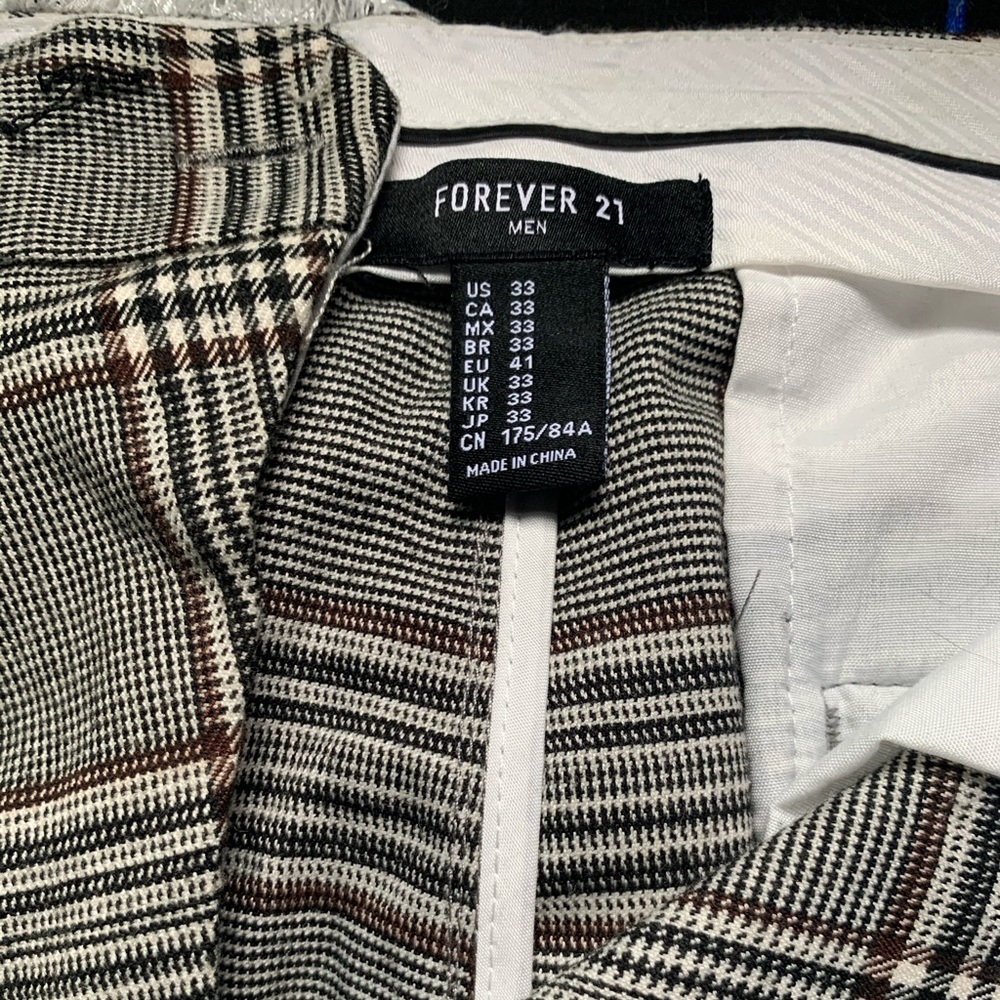 FOREVER21 MENS FITTED DRESS PANTS IN GINGHAM